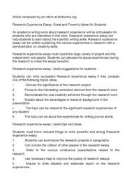 When you have a list in front. Calameo Research Experience Essay Great And Powerful Ideas For Students