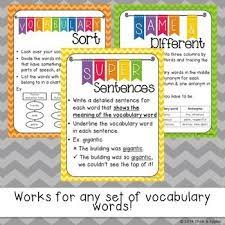 Word Work For Big Kids Activities For Building Vocabulary Vocabulary Activities Word Work Parts Of Speech List