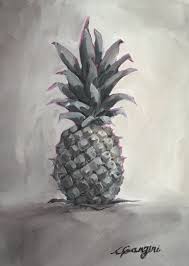 Black And White Still Life Oil Painting Pineapple In Black And White No 2 Cganginiart Maui Oil Painting Oilpaintingblackandwhite Pineapple Art Watercolor Pineapple Oil Painting