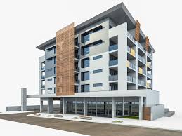Modern Residential Building 03 3d Model Game Ready Max Obj 3ds Fbx Residential Building Small Apartment Building Architecture Exterior