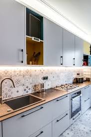 Cuisine Credence En Carreaux De Ciment Faience Cuisine Moderne Cuisine Ikea Cuisine Moderne