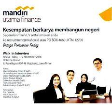 Masukkan nomor kontrak angsuran dan jumlah tagihan yang akan dibayar. Lowongan Kerja Walk In Interview Mandiri Utama Finance Mojokerto Jawa Timur Save4your