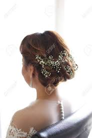 Baby breath flowers for hair near me. Beautiful And Style Hair Do For A Bride Using Baby Breath Flower Stock Photo Picture And Royalty Free Image Image 147753393