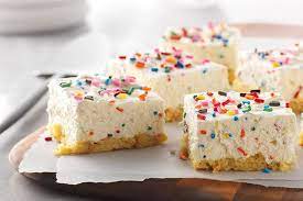 No Bake Cheesecake Bars Yes You Read That Right Our Birthday Cake No Bake Cheesecake Bars Take Just 15 Minut Desserts Cheesecake Bars Cheesecake Bar Recipes