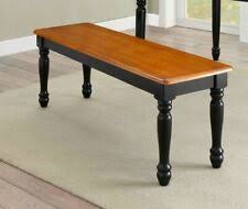 Aberwood patina oak finish wood trestle dining bench (75 in. Autumn Lane Farmhouse Solid Wood Dining Bench Oak And Black 0615953200843 For Sale Online