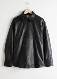 Oversized Leather Button Up Overshirt Straight Clothes Leather Shirt Leather