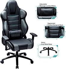 blue whale massage gaming chair with metal base thickened seat cushion segmented padded designed back adjustable a bonded leather chair gaming chair pad design