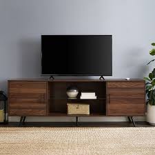 Walker Edison Mid Century Modern Tv Console For Most Flat Panel Tvs Up To 75 Dark Walnut Bb70nordw Best Buy In 2020 Mid Century Modern Tv Stand Modern Tv Stand Modern Tv