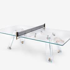 Lungolinea Crystal Glass Ping Pong Table Gold Edition Ping Pong Table Ping Pong Game Room Design