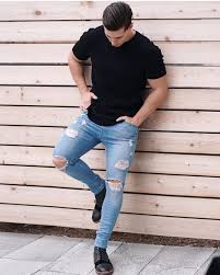 Maximum Comfort Vitruvian Physique Wearing The Ripped Repaired Jeans In Light Blue Ww Jeans Outfit Men Blue Jeans Outfit Men Light Blue Jeans Outfit