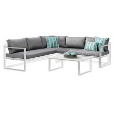 Best Rhodos Loungeecke 3 Teilig Aluminium Sensotex Weiss Grau Lounge Mobel Sitzgruppe Outdoor Lounge Mobel