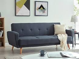 This couch bed is designed with the comfort of a futon and rich linen upholstery for a comfortable cushioned rest, or just snuggling on the couch while watching movies. 3 Seater Sofa Bed Charcoal Fabric Wooden Legs Cushioned Comfortable Sofabed 5056034031874 Ebay
