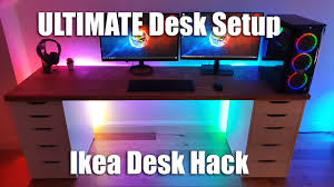 Building a custom standing desk using ikea cabinets. Ikea Gaming Desk Setup Youtube