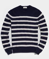 John Smedley Johan Striped Sweater In Navy Todd Snyder