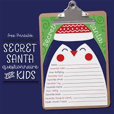 With the holiday season on our doorstep, we decided to create an easy to follow online secret santa questionnaire which you might use to play with your friends and family. Secret Santa Questionnaire For Kids Free Printables Online