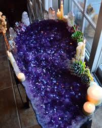 Amethyst Crystal Table Home Crystals Pretties Crystal Aesthetic Crystals Crystal Decor