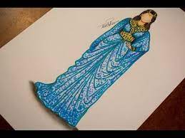 تعليم رسم وتصميم ازياء تعليم رسم الزي المغربي رسم زي عربي youtube fashion sketches drawings sketches