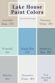 Bright Blues And Calming Neutrals Used Inside Our Lake House We Used Both Benjamin Moore And Sherwin Willi Lake Cottage Decor Lake House Interior Lake Cottage
