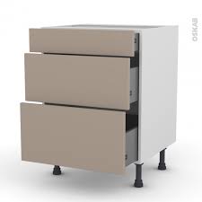 Featured in petites casseroles (2015) see more ». Meuble De Cuisine Casserolier Ginko Taupe 3 Tiroirs L60 X H70 X P58 Cm Oskab