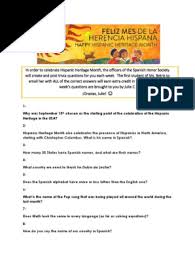 Read on for some hilarious trivia questions that will make your brain and your funny bone work overtime. Hispanic Heritage Month Pdf