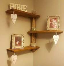 Handmade Rustic Wooden 3 Tier Wall Mounted Corner Shelf Unit Wooden Shelving Units Wall Mounted Corner Shelves Corner Shelves