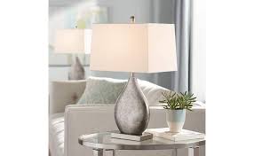Dllt table lamp, modern nightstand lamp, bedside lamp with hollow out black metal base and fabric shade, bedroom lamp for bedside table/living room/dining room/study, e26 socket, 5w led bulb included 71 cdn$43 99 Royce Modern Contemporary Table Lamps Set Of 2 Silver Metal Teardrop Off White Rectangular Shade Decor For Living Room Bedroom House Bedside Nightstand Home Office Family 360 Lighting Amazon Com