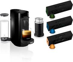 Nespresso vertuoplus deluxe coffee and espresso machine bundle with aeroccino milk frother by breville, black 1,396 $229.95 $ 229. Nespresso Vertuoplus Coffee And Espresso Machine Bundle By De Longhi With Aeroccino Milk Frother And Best Selling Coffees Included Kitchen Dining Amazon Com