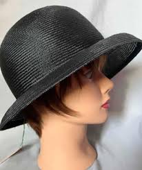 FRANK OLIVE BLACK VINTAGE STRAW HAT 21.25"