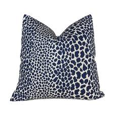 Designer Leopard Navy Blue Beige Animal Print Pillow Cover Etsy Animal Print Pillows Etsy Pillow Covers Printed Pillow