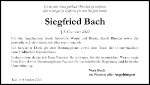 Traueranzeigen von Siegfried Bach