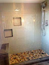 You can use glass mosaic tiles on your shower floor and truly start appreciating all the advantages this material has to offer. Glass Subway Tile Shower Glass Mosaic Niches Flat Stone Shower Floor Glass Tile Shower Patterned Tile Backsplash Backsplash Patterns