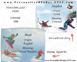 Learning names of sports for kids in english. Now In Our Etsy Shop Snow Sports First Name Meaning Print Personalized With Any Name And Name Origin Us Letter Size Ready Lettering Snow Sports Name Origins