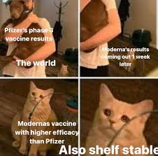 Pfizer and moderna are producing fewer but more effective (and pricier) vaccines, while astrazeneca is making a greater number of less effective (and both pfizer and moderna are using experimental technology that employs mrna. We Stan Moderna Labrats