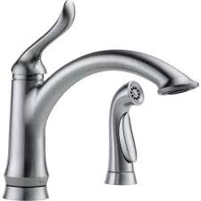 New black kitchen faucet with sprayer 72 in small home decor via quantiply.co. Delta Linden Single Handle Standard Kitchen Faucet With Side Sprayer In Chrome 4453 Dst The Home Depot Faucet Delta Faucets Kitchen Faucet