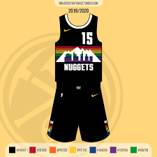 The colors are inspired by the region's famous rock formations and the glow the city takes on during the transition between day and night. Denver Nuggets City Jersey 2019 2020 Nba Jersey Database