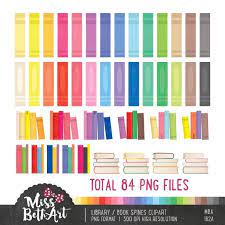 84 Png Files Book Spines Book Library Clipart Instant Download Book Spine Clip Art Cute School Supplies