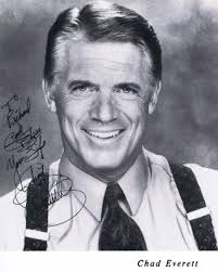 CHAD EVERETT: A black and white portrait of Chad Everett, personally  inscribed and signed by Chad Everett