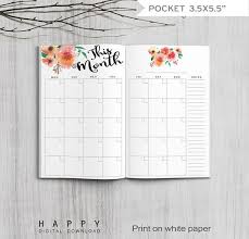 Printable Monthly Planner Pocket Size Monthly Planner Etsy Bullet Journal Hand Lettering Printable Planner Weekly Planner Printable