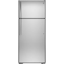 Ge 17 5 Cu Ft Top Freezer Refrigerator In Stainless Steel Gts18gshss The Home Depot Top Freezer Refrigerator Stainless Steel Refrigerator Glass Shelves