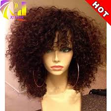 Because of how delicate they are other wigs are made from straight hair that has been curled with a curling iron. Rj Hair Curly Lace Front Wig With Bangs Brazilian Virgin Human Hair Full Lace Wigs With Baby Hair For Black Women 14 Lace Front Wig Buy Online In Antigua And Barbuda At Antigua Desertcart Com