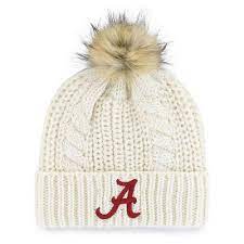 See more ideas about knitted hats, hat pattern, knitting patterns. Ncaa Alabama Crimson Tide Women S Cream Knit Cuffed Beanie With Faux Fur Pom Target