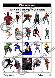 Questions from the best pub trivia in the world. Comic Book Characters 001 Quiznighthq