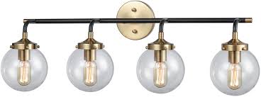 This modern chandelier completely transforms this otherwise simple bathroom. Elk 14429 4 Boudreaux Modern Matte Black Antique Gold 4 Light Bathroom Light Elk 14429 4