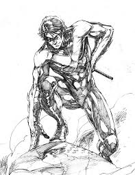Batman Robin Nightwing Red Hood Drawing Sketch Template Brett Booth Nightwing Batman Robin