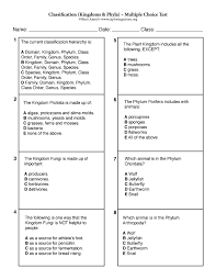 Classification Kingdoms And Phyla Multiple Choice