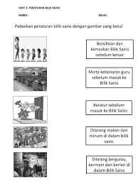 Rpt sains tahun 1 2020 minggu : Latihan Peraturan Bilik Sains Tahun 1
