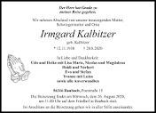 Traueranzeigen von Irmgard Kalbitzer | rz-trauer.de