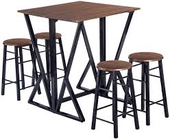 5pcs Bar Table Set Counter Height Dining Table Drop Leaf Folding Table With 4 Bar Stools Walnut Bar Table Sets Counter Height Dining Table Bar Table
