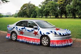Parade Ready In Minutes Our Easy Float Car Kit Comes With All You Need For The Parade 4th Of July Parade Parade Float Supplies Patriotic Decorations
