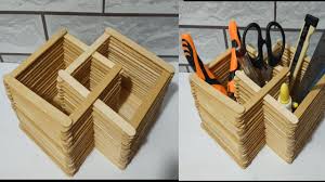 .hp sekaligus tempat pensil dari stik es krim | popsicle stick craft alat dan bahan: Tempat Pensil Dari Stik Es Krim Kerajinan Dari Stik Es Krim Youtube